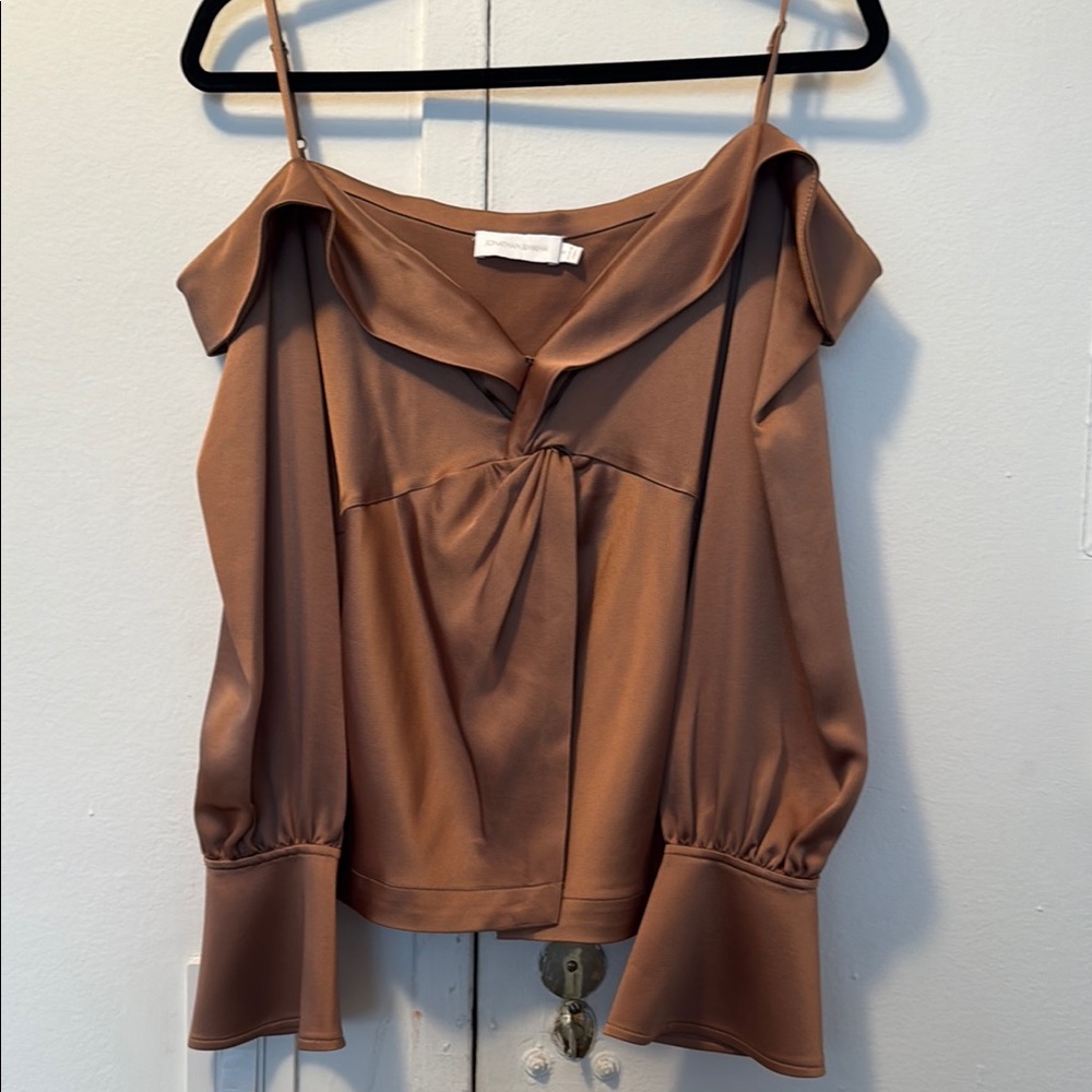 Jonathan Simkhai Brown Off-Shoulder Women's Top